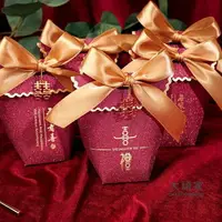 在飛比找樂天市場購物網優惠-喜糖袋 新款抖音中國風結婚喜糖袋子創意婚禮中式糖果禮盒裝紙盒