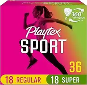 Playtex Sport Tampon Multipack, Unscented, 36-count Box (Pack of 2)