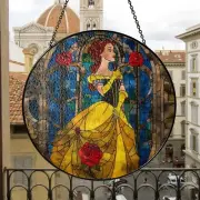 Princess Belle Stained Glass Suncatcher, Beauty and the Beast Suncatcher Decor