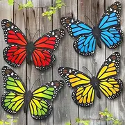 Metal Butterfly Wall Art Outdoor Decor - 4 Pack 9.8in Butterflies Wall Sculpture Hanging Decor for Home Yard Patio Garden Decoration (4 Colors)