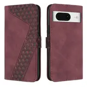 Google Pixel 8 Case, PU Leather Flip Cover Magnetic Clasp Design Wallet Card Slots Stand Case - Red