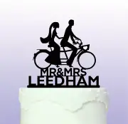 Personalised Wedding Tandem Bike Acrylic Cake Topper