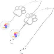 VICASKY 2pcs Pet Memorial Suncatcher Ornament: Dog Paw Print Keepsake - Cat Remembrance Suncatcher - Garden Decoration for