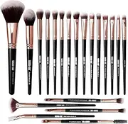 Makeup Brushes Set, 20 Pcs Professional Travel Make Up Brushes, Foundation Eyeshadow Blush Brush, Kabuki Blending Concealers Face Powder Eye Makeup Brush Sets（Black Gold)