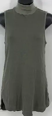 Splendid Women Top Tunic Size Medium M Grey Sleeveless Turtle Neck Knit Pullover