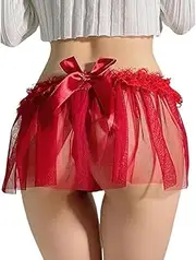 [BSLVWG] Women Sexy Underwear Sexy Lace Open String with Transparent Tulle Low Waist Lingerie Thong Underwear