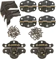 96PCS Engraved Latch Hasp Small Hinges for Wooden Box Jewelry Right Hook Hinges
