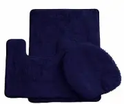 3 Piece Ultra Spa Bath Mat Bath mat,Contour rug, Lid cover.(Navy Blue)
