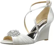 [Badgley Mischka] Women's Tacey Wedge Sandal, White, 9 M US