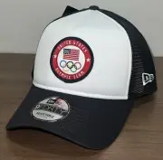 New Era Team USA 9Forty White Navy Color Block A-Frame Trucker Snapback Hat Cap