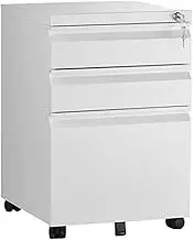 Filing Cabinet Office File Cabinet Locked Modern Wood Filing Cabinet Black/White 3 Drawers with Adjustable Wheels 48 * 39 * 60cm File Storage Cabinets (Color : White)