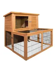 [i.Pet] Chicken Coop Rabbit Hutch 96cm x 96cm x 100cm in Brown
