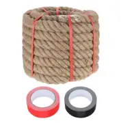1.2 Inch x 85ft Heavy Thick Natural Jute Rope Twine Rope with 2 Roll Tapes