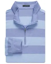 Turtleson Rugby Stripe Quarter Zip-Pullover - Marine/Luxe Blue - MS22K13 - L