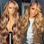 Human Hair 13x6 Hd Lace Frontal Wig Honey Blonde Body Wave 4x4 5x5 Closure Wig