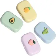 [Ipetboom] 4pcs Assorted Cartoon Cases with Mirror Eye Care Holder for Compact Lightweight Travel Boxes Safe Eye Box for Daily Use