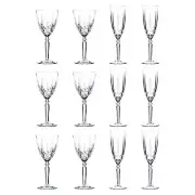 12pc Wine Glasses Champagne Flutes Set RCR Crystal Cut Glass Stemware