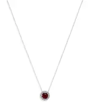 Bloomingdale's Fine Collection Ruby & Diamond Halo Pendant Necklace in 14K White Gold, 16