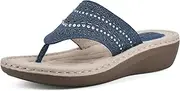 [CLIFFS BY WHITE MOUNTAIN] White Mountain Women's Comate Rhinestoned Mini Wedge Flip Flop Sandal