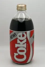 Vintage New Coke Coca-Cola Formula 1985 Hot Gold Cap Sealed 16 oz Glass Bottle B