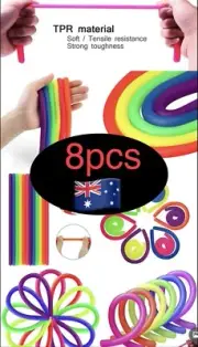 8pcs Stretchy String monkey noodle Sensory Fidget Stress Relief Toy Kids Adult
