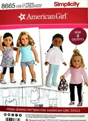 Simplicity 8665 American Girl Doll 18" Doll Clothes Sewing Pattern New OOP