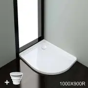 ELEGANT SHOWERS Light Weight Urethane-marble Curved Shower Base-900x1000mm, 1000 x 900mm / White Plastic