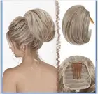 Drawstring Hair Bun Hairpiece Short Ponytail with Comb Clip Bun Honey Blonde (ac