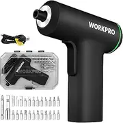 WORKPRO Electric Cordless Screwdriver Set, 4V USB Rechargeable Lithium-ion Battery Power Screwdriver Kit with LED Light, Screw Gun with 28pcs Accessories for Home, Office, Apartment Repair