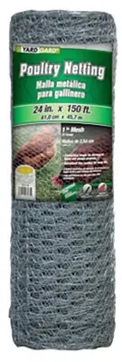 24" x 150', 1" Mesh, Galvanized Poultry Net, 20 Gauge. Chicken Wire 150110