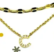 NWT Nordstrom Rack Sterling Silver CZ GOLD "C" Initial Double Chain Necklace