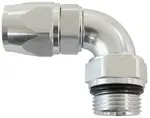 Aeroflow Male End -6Orb to -6AN Teflon Full Flow Billet 90 Deg Silver - AF583-06-06DS