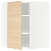 METOD corner wall cabinet with shelves, white/Askersund light ash effect, 68x37x80 cm