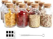 Yishik 150ml Clear Glass Jars with Cork Lids,12 Pack Spice Jars 5oz Kitchen Storage Glass Bottles Cork Jars for Candy,Herbs,Tea Leaves,Seasoning
