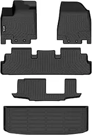 AIPOIL® Floor Mats & Cargo Liner Set for 2022-2024 2025 Nissan Pathfinder 8 Seats & Infiniti QX60 7 Seats All Weather Protection TPE Anti-Slip Automotive Full Set Custom Car Mats Accessories - Black