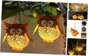 2 Pack Owl Hanging Solar Lanterns Waterproof Solar Garden Lights Outdoor
