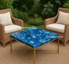 Blue Agate Geode Coffee Table Top, Agate Stone Center Garden Furniture Decor