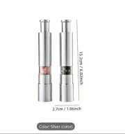 Salt and Pepper Grinder Set of 2,Stainless Steel Push Button Grinder