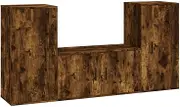 3 Piece TV Cabinet Set - Modern Smoked Oak TV Unit for Living Room, Engineered Wood Entertainment Center with Storage Shelves, Space Saving Design