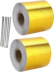 iplusmile 2Rolls Heat Insulation Aluminum Foil Tape Fireproof Joint Sealing DIY Repair Tape Adhesive for Kitchen Hoods Automotive and Industrial Use