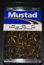 100 Mustad 92641BR-70 Bronze Beak Bait Hooks Size 7/0 Special 2 slice shaft