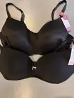 Lot 2 Lane Bryant Cacique Bra Full Coverage No Wire Black Mastectomy Push Up 42C