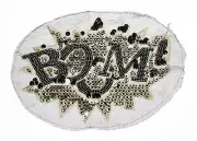 BOMB TEXT Craft Sequin Embroidered Patch Sew Iron-On Patch D.I.Y. New