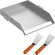 VEVOR Flat Top Griddle 18" x 16" Stainless Steel Plancha Comal BBQ Tray with Handles, Universal Griddle/18 x16
