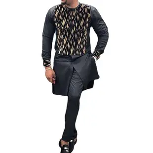 New long-sleeved shirt mens leopard print African style Eur