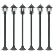 Garden Post Lights 6 pcs E27 110 cm Aluminium Dark Green vidaXL