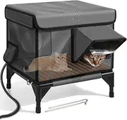 Outdoor Heated Cat House Weatherproof, Insulated Heated Cat House for Outside with Heating Pad, Feral Cat Houses for Outdoor Cats Waterproof Winter, Insulated Feral Cat Shelter Elevated M