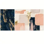 3pcs abstract Color Block Pink Blue Yellow Print 100% Australian Made 3 x 40x60cm (Metal Print)