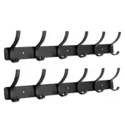 Coat Rack Wall Mounted,6 Coat Hooks for Hanging Coats,Metal Double Hook Rack ...