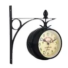 Home Decor Wall Clock Double Sided Garden Decoration Metal Clock Train Station